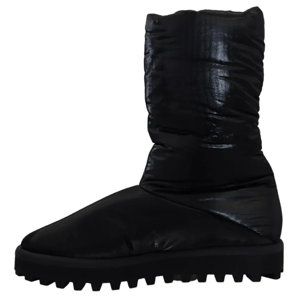 Vinterstøvler^Dolce & Gabbana Elegant Mid-Calf Støvler i Polyester Sort