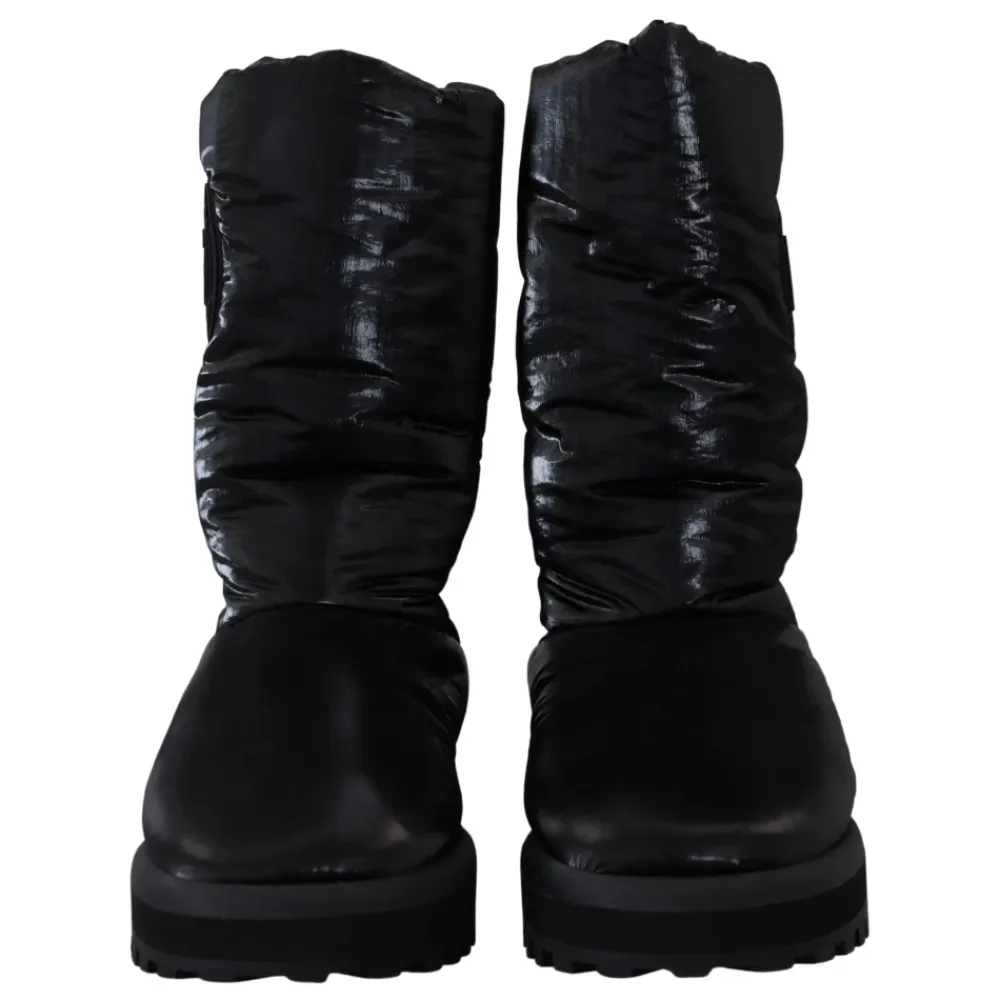 Vinterstøvler^Dolce & Gabbana Elegant Mid-Calf Støvler i Polyester Sort