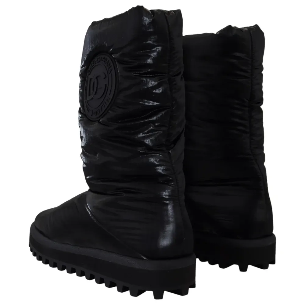 Vinterstøvler^Dolce & Gabbana Elegant Mid-Calf Støvler i Polyester Sort