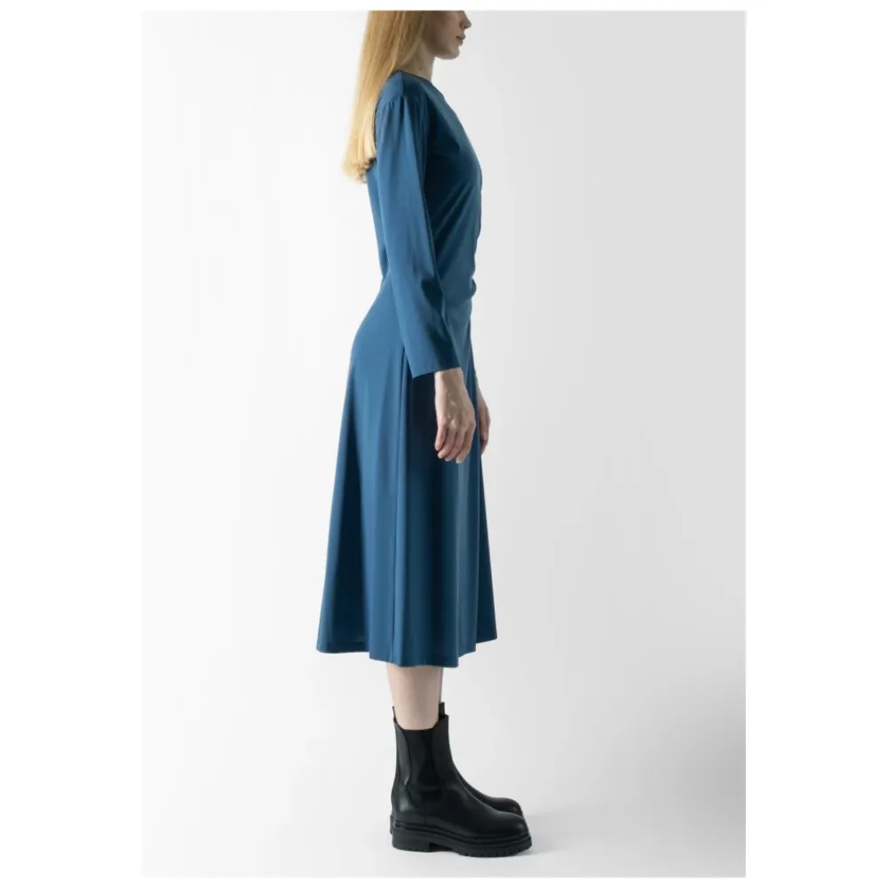 Kjoler<Weekend Max Mara Elegant Midi Kjole med Bådhals Blå