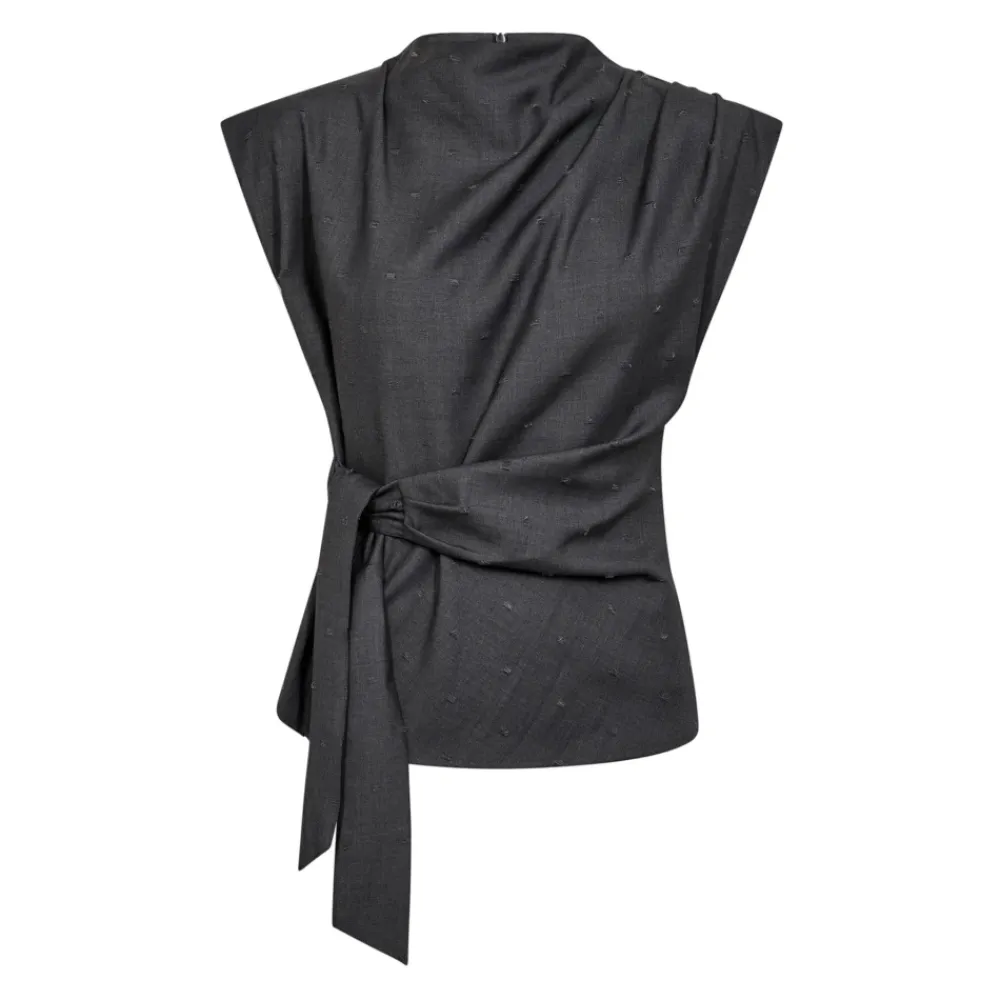 Bluser & Skjorter<Co'Couture Elegant Pleat Top i Mid Grey Grå