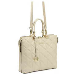 Laptop Tasker^Kazar Elegant quiltet lædertaske Beige