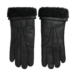 Handsker<Dolce & Gabbana Elegant Læder Vinterhandsker Sort