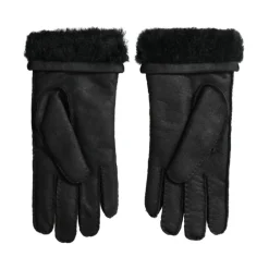 Handsker<Dolce & Gabbana Elegant Læder Vinterhandsker Sort