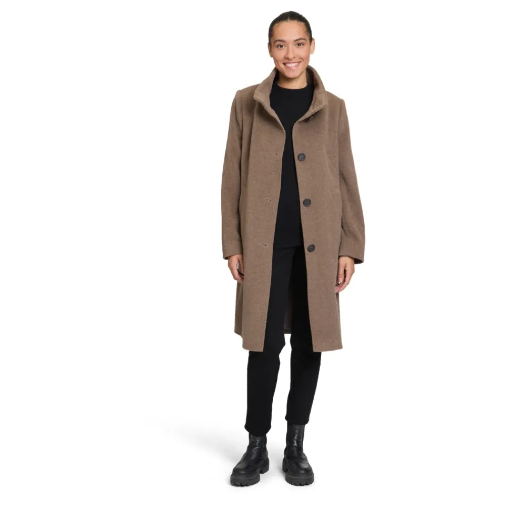 Frakker<Betty Barclay Elegant uldfrakke med krave Brun