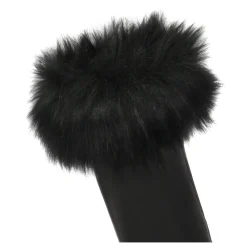 Handsker^Kazar Elegante damehandsker i læder med finish af syntetisk pels Sort