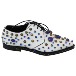 Snøresko^Dolce & Gabbana Elegante e ldersko med krystaller Hvid