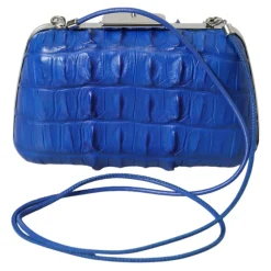 Clutch<Balenciaga Elektrisk Bl Crocodile Lder Clutch Blå