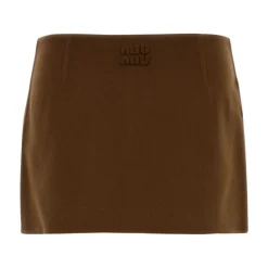 Nederdele^Miu Miu Embellished Mini Skirt Brun