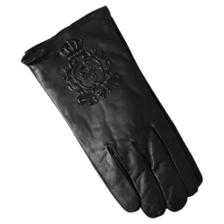 Handsker<Dolce & Gabbana Embossed Logo Leather Gloves Sort