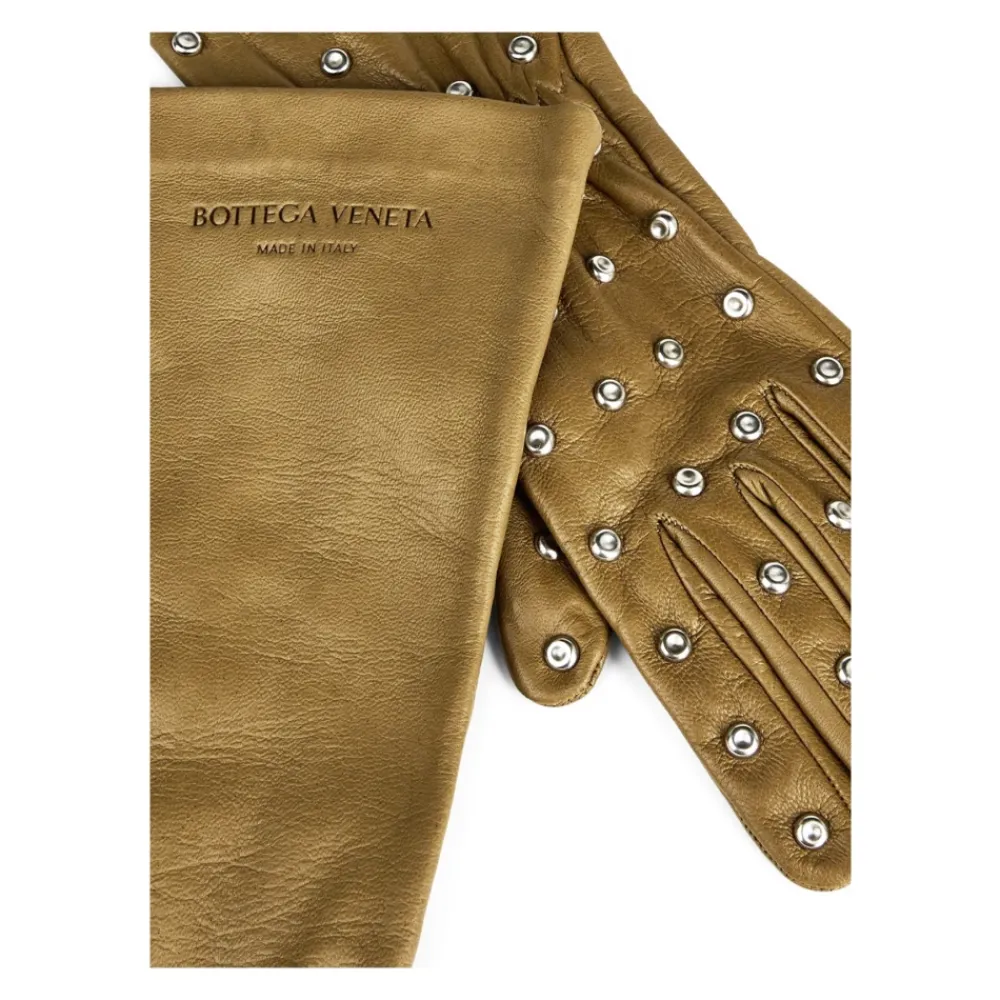 Handsker^Bottega Veneta Embossed Logo Studs Læderhandsker Grøn