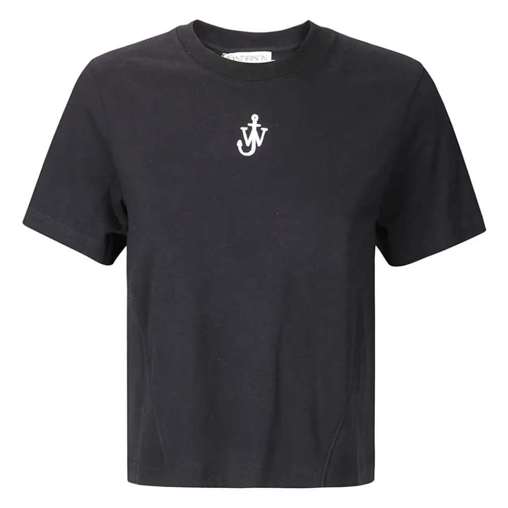 T-Shirts<JW Anderson Embroidered Logo Crop T-Shirt Sort