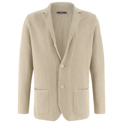 Strik^Boggi Milano Enkeltknappet strikket jakke i merceriseret bomuld Beige