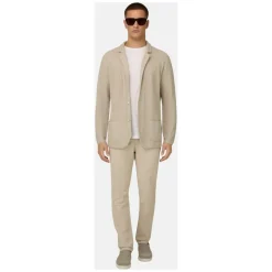 Strik^Boggi Milano Enkeltknappet strikket jakke i merceriseret bomuld Beige