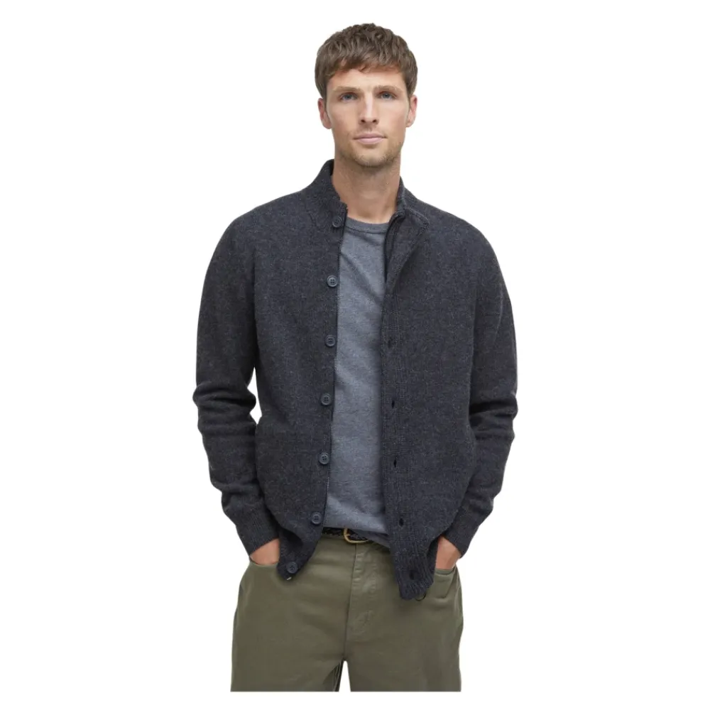 Strik<Barbour Essential Albue-Patch Cardigan Grå