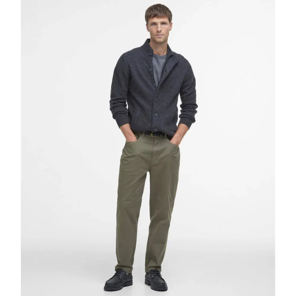 Strik<Barbour Essential Albue-Patch Cardigan Grå