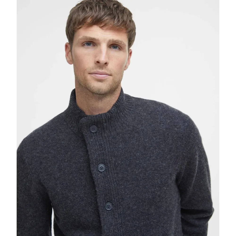 Strik<Barbour Essential Albue-Patch Cardigan Grå