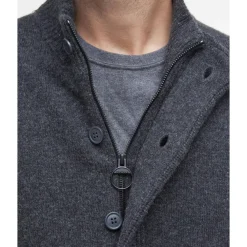 Strik<Barbour Essential Albue-Patch Cardigan Grå