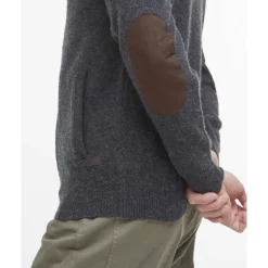 Strik<Barbour Essential Albue-Patch Cardigan Grå