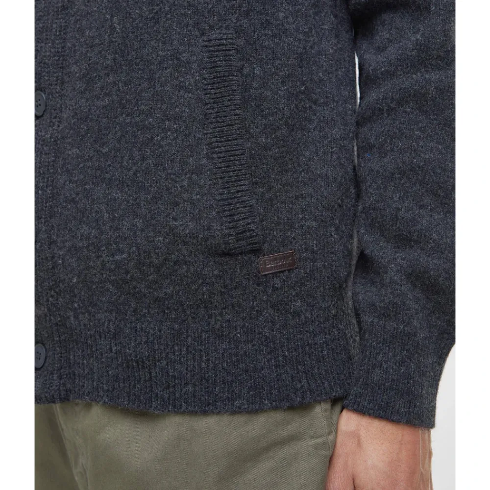 Strik<Barbour Essential Albue-Patch Cardigan Grå