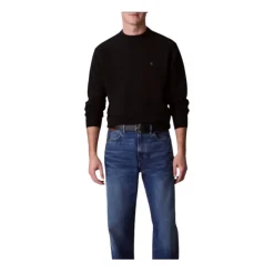 Sweatshirts^Calvin Klein Essentials Bomuldssweatshirt med Ribbet Crew Neck Sort