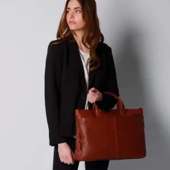 Laptop Tasker^Piquadro Expandable, slim laptop bag 15,6 Brun