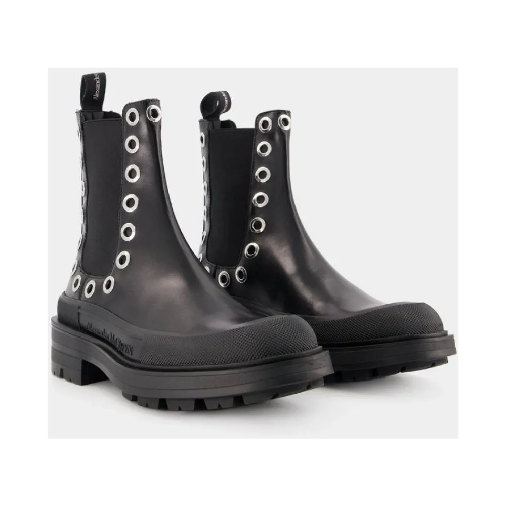 Chelsea Boots^Alexander McQueen Eyelet Detail Chelsea Støvler Sort