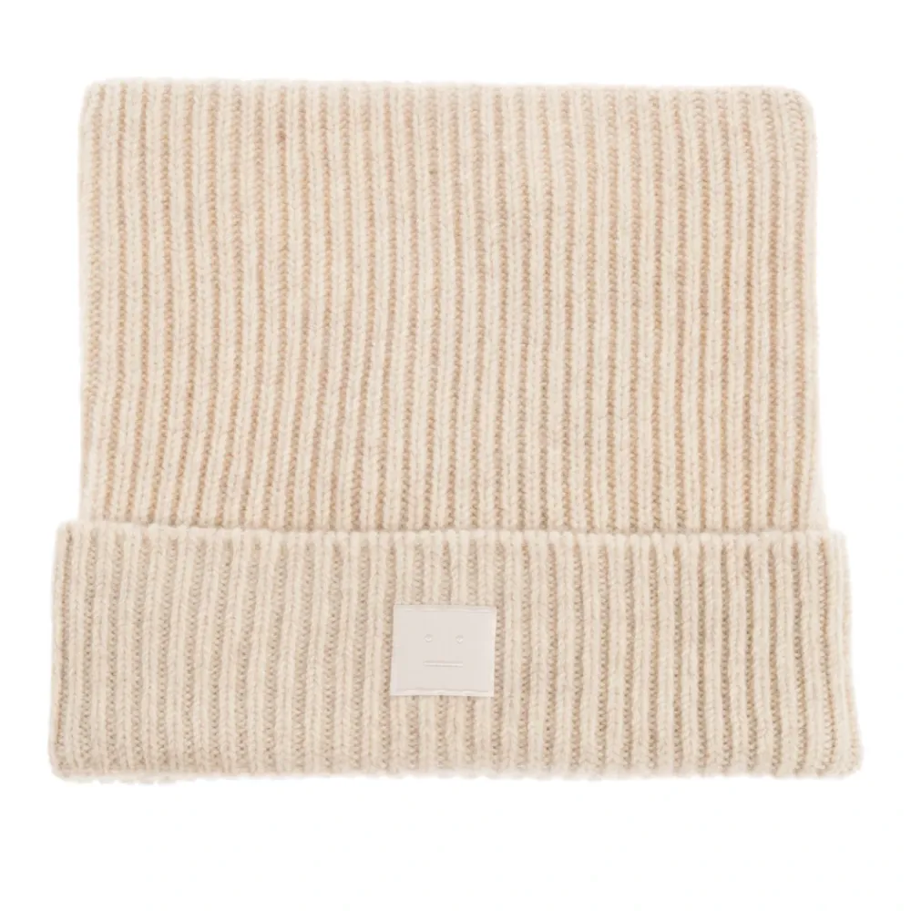 Huer, Kasketter & Hatte|Huer & Kasketter<Acne Studios Face Logo Square Beanie Beige