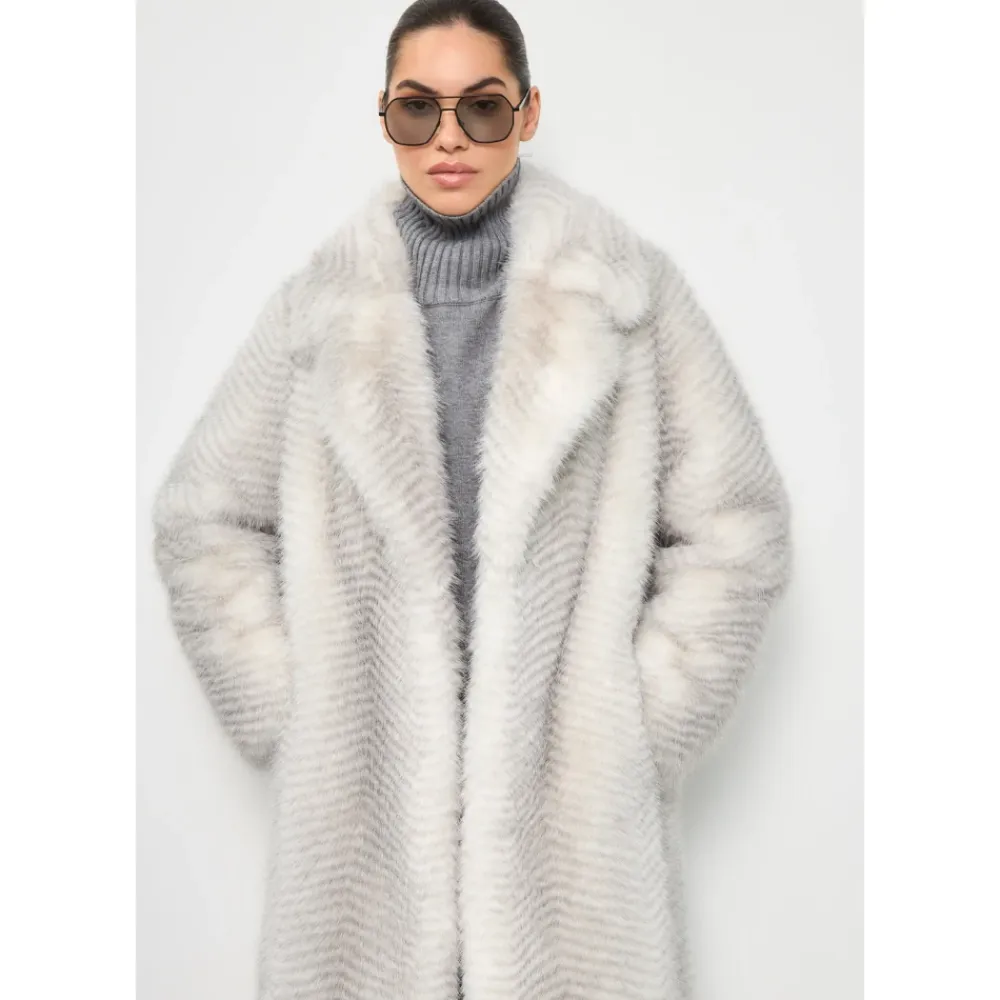 Frakker<Cesare Gaspari Faux Fur Coat Natalie - Hvid