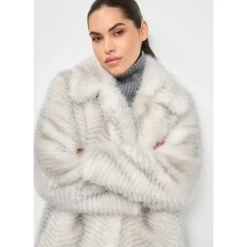 Frakker<Cesare Gaspari Faux Fur Coat Natalie - Hvid