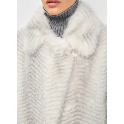 Frakker<Cesare Gaspari Faux Fur Coat Natalie - Hvid
