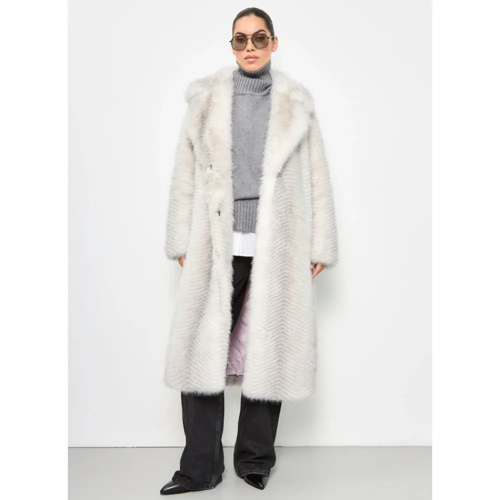 Frakker<Cesare Gaspari Faux Fur Coat Natalie - Hvid