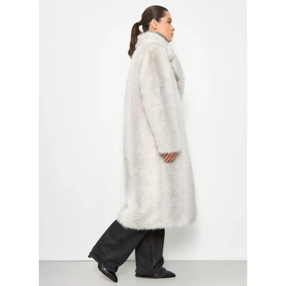 Frakker<Cesare Gaspari Faux Fur Coat Natalie - Hvid