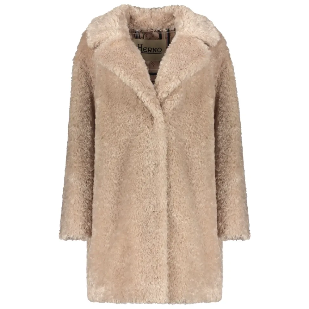 Frakker^Herno Faux Fur Lapel Krave Frakke Beige