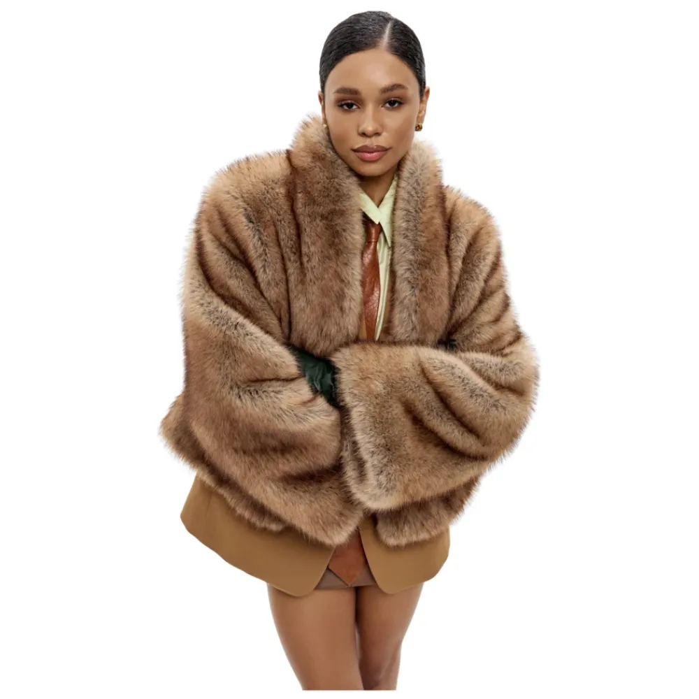 Jakker<Cesare Gaspari Faux Fur Shearling Jackets Brun