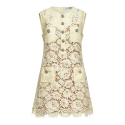 Kjoler^Self Portrait Fine Lace Mini Dress Gul