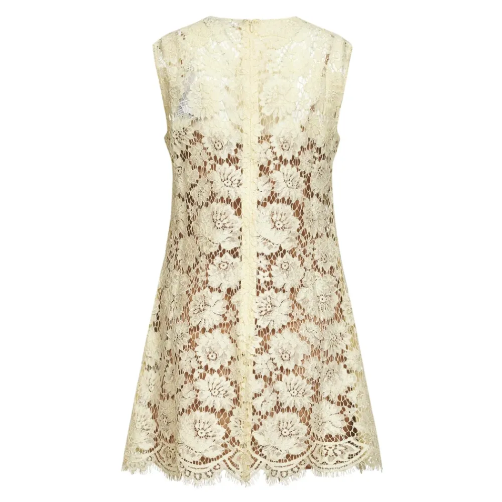 Kjoler^Self Portrait Fine Lace Mini Dress Gul