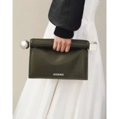 Clutch<Jacquemus Firkantet Rund Clutch Taske Mørk Khaki Grøn