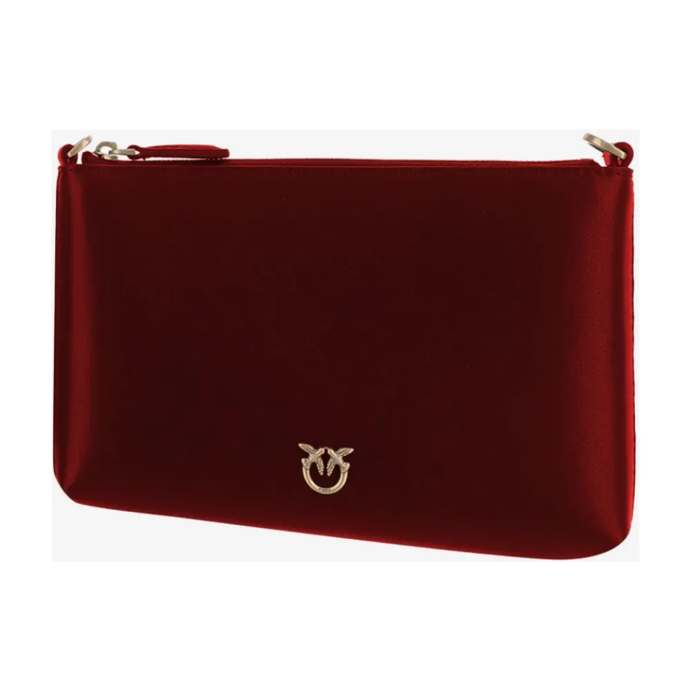 Clutch^PINKO Flad læder clutch med Love Birds-logo Rød
