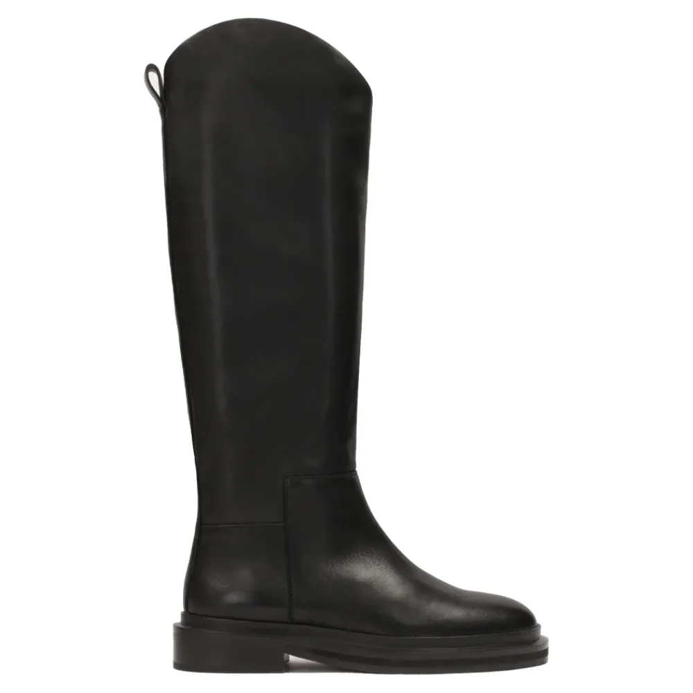 Støvler^Kazar Flad læder støvler med slip-on design Sort