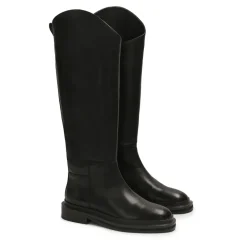 Støvler^Kazar Flad læder støvler med slip-on design Sort