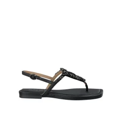 Sandaler<ALMA EN PENA Flad tåsandal med rhinsten Sort