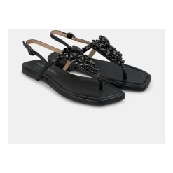 Sandaler<ALMA EN PENA Flad tåsandal med rhinsten Sort