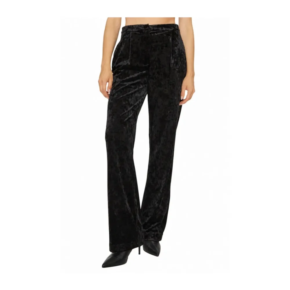 Bukser^Patrizia Pepe Flared Velvet Trousers Sort