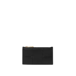 Punge & Kortholder<Bottega Veneta Flettet Kortholder med Lynlås Sort