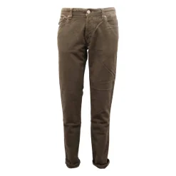 Jeans<Tramarossa Fløjl Bukser Leonardo Knapper Militær Stil Grøn