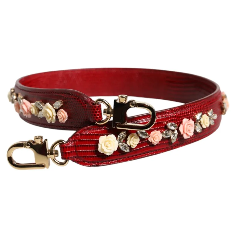 Tilbehør Til Tasker<Dolce & Gabbana Floral Embellish Taske Skulderstrop Rød