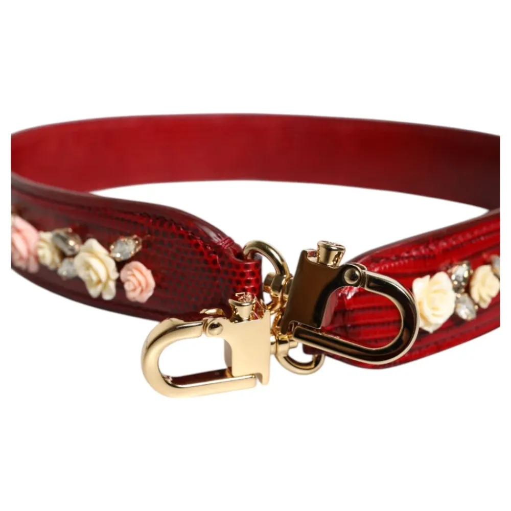 Tilbehør Til Tasker<Dolce & Gabbana Floral Embellish Taske Skulderstrop Rød
