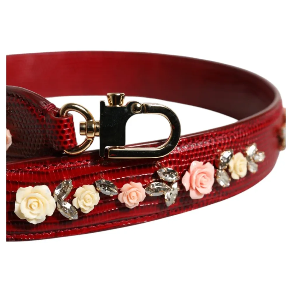 Tilbehør Til Tasker<Dolce & Gabbana Floral Embellish Taske Skulderstrop Rød