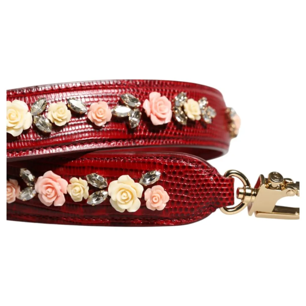 Tilbehør Til Tasker<Dolce & Gabbana Floral Embellish Taske Skulderstrop Rød